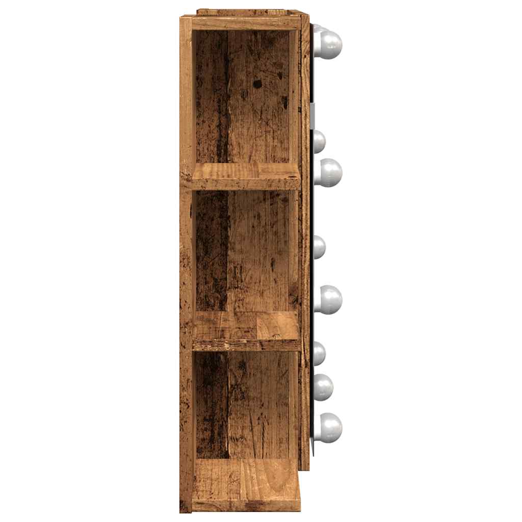 Mirror Cabinet with LED Old Wood 70x16,5x60 cm