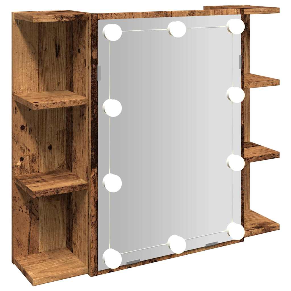 vidaXL Mirror Cabinet with LED Old Wood 70x16.5x60 cm