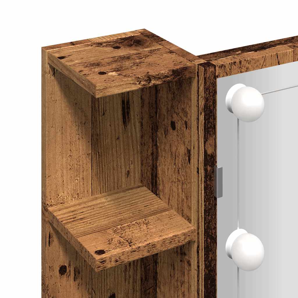 Mirror Cabinet with LED Old Wood 70x16,5x60 cm