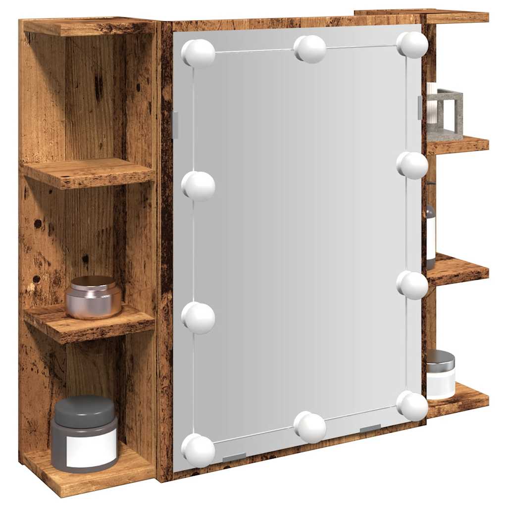 Mirror Cabinet with LED Old Wood 70x16,5x60 cm