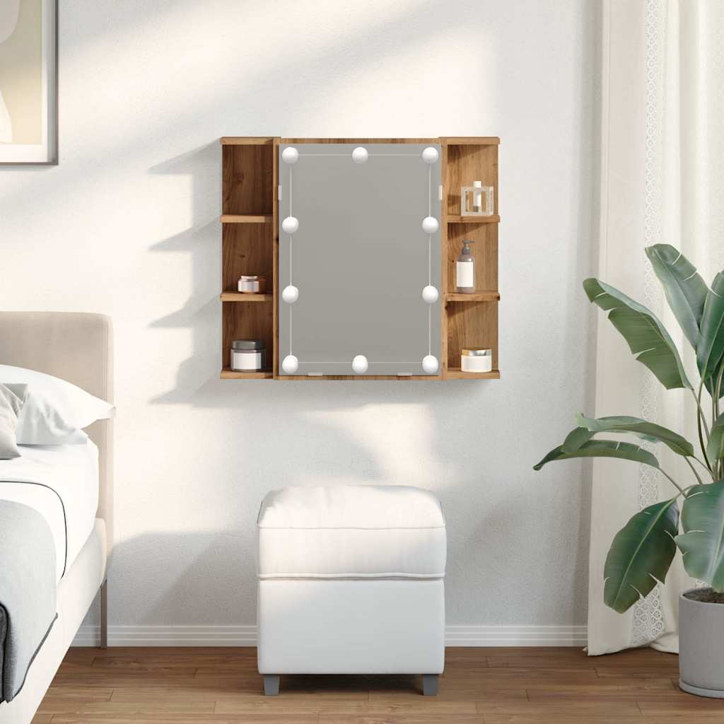 vidaXL Mirror Cabinet with LED Artisan Oak 70x16.5x60 cm