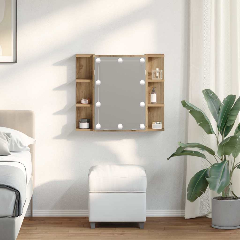 Mirror Cabinet with LED Artisan Oak 70x16,5x60 cm