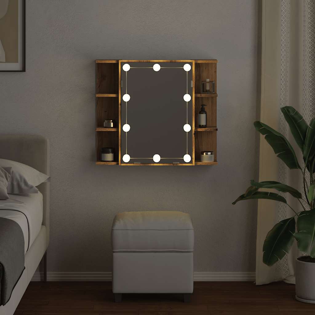 vidaXL Mirror Cabinet with LED Artisan Oak 70x16.5x60 cm