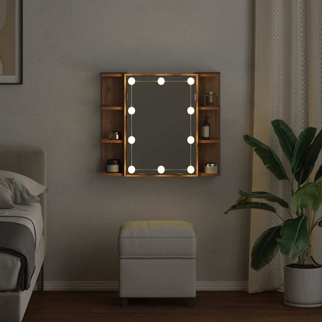 Mirror Cabinet with LED Artisan Oak 70x16,5x60 cm