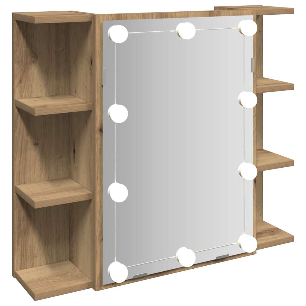 Mirror Cabinet with LED Artisan Oak 70x16,5x60 cm