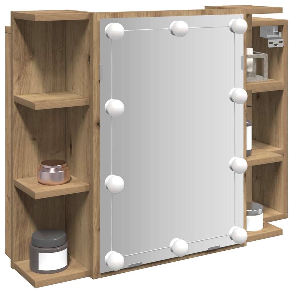 Mirror Cabinet with LED Artisan Oak 70x16,5x60 cm