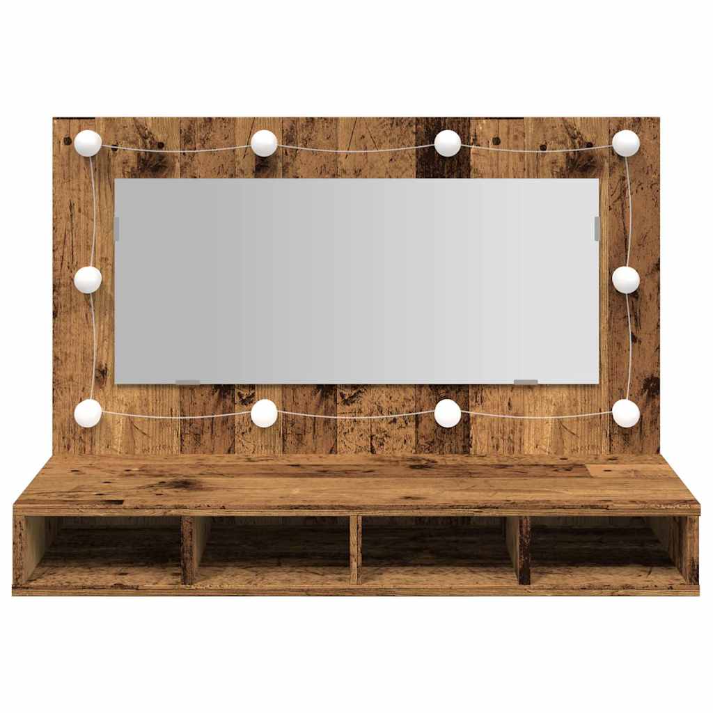 vidaXL Mirror Cabinet with LED Old Wood 90x31.5x62 cm