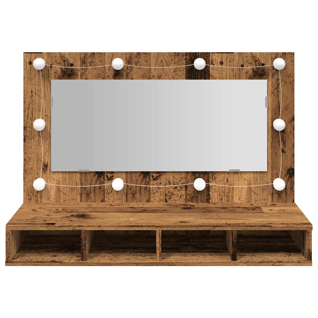 Mirror Cabinet with LED Old Wood 90x31,5x62 cm
