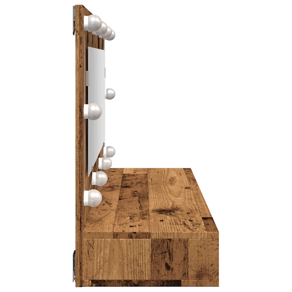 Mirror Cabinet with LED Old Wood 90x31,5x62 cm