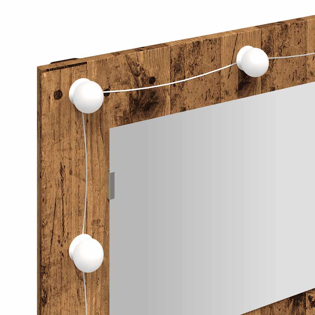 vidaXL Mirror Cabinet with LED Old Wood 90x31.5x62 cm