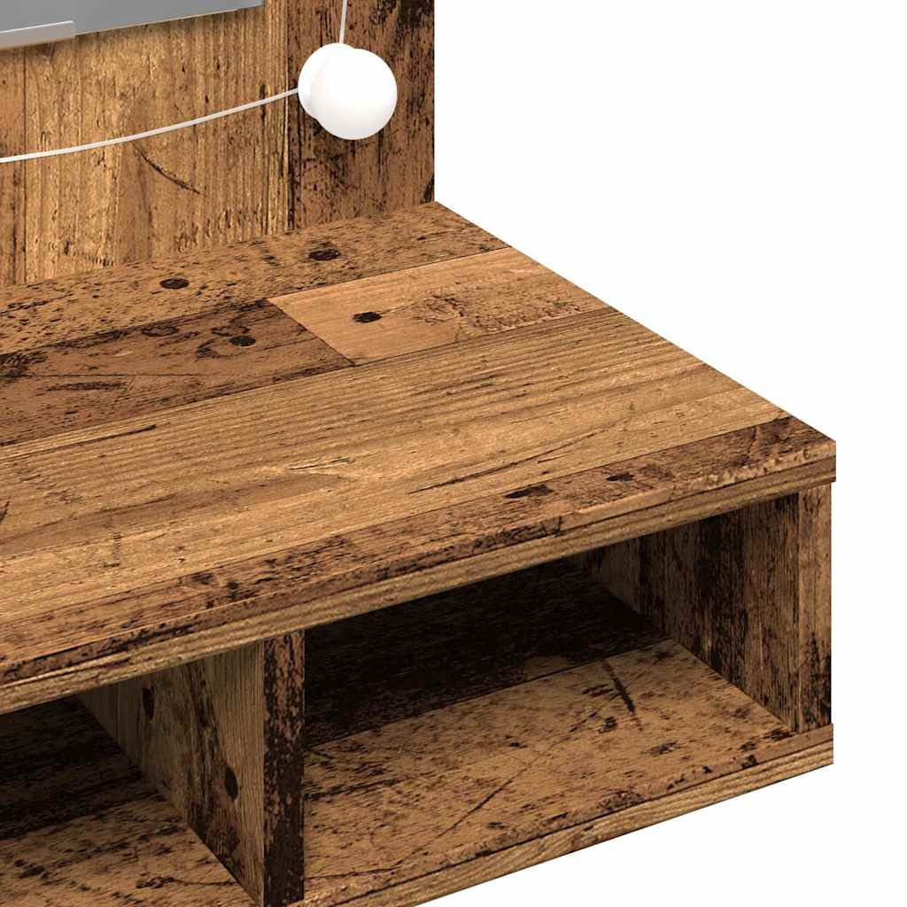 Mirror Cabinet with LED Old Wood 90x31,5x62 cm