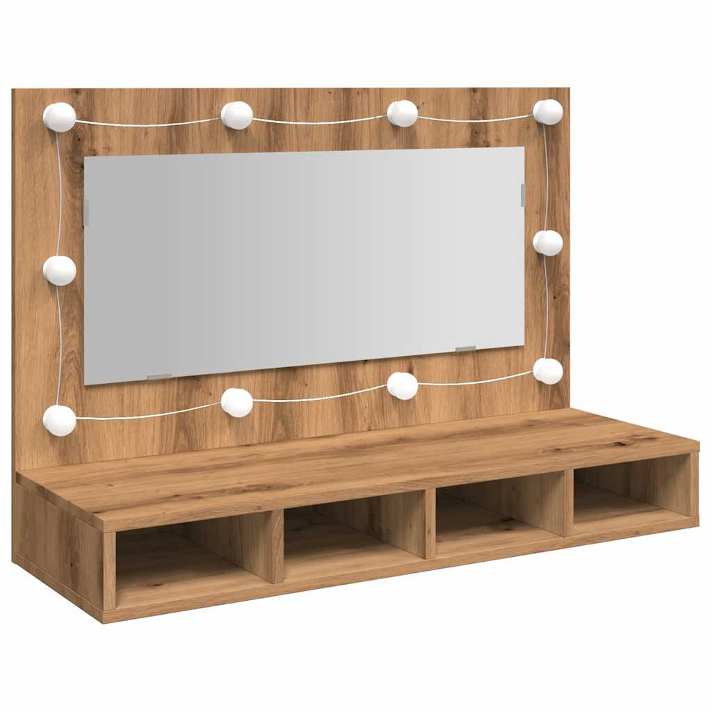 Mirror Cabinet with LED Artisan Oak 90x31,5x62 cm