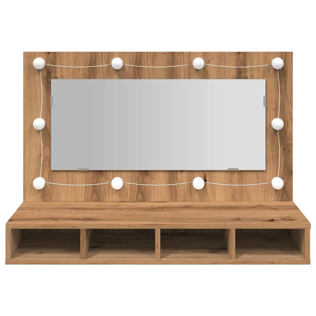 Mirror Cabinet with LED Artisan Oak 90x31,5x62 cm