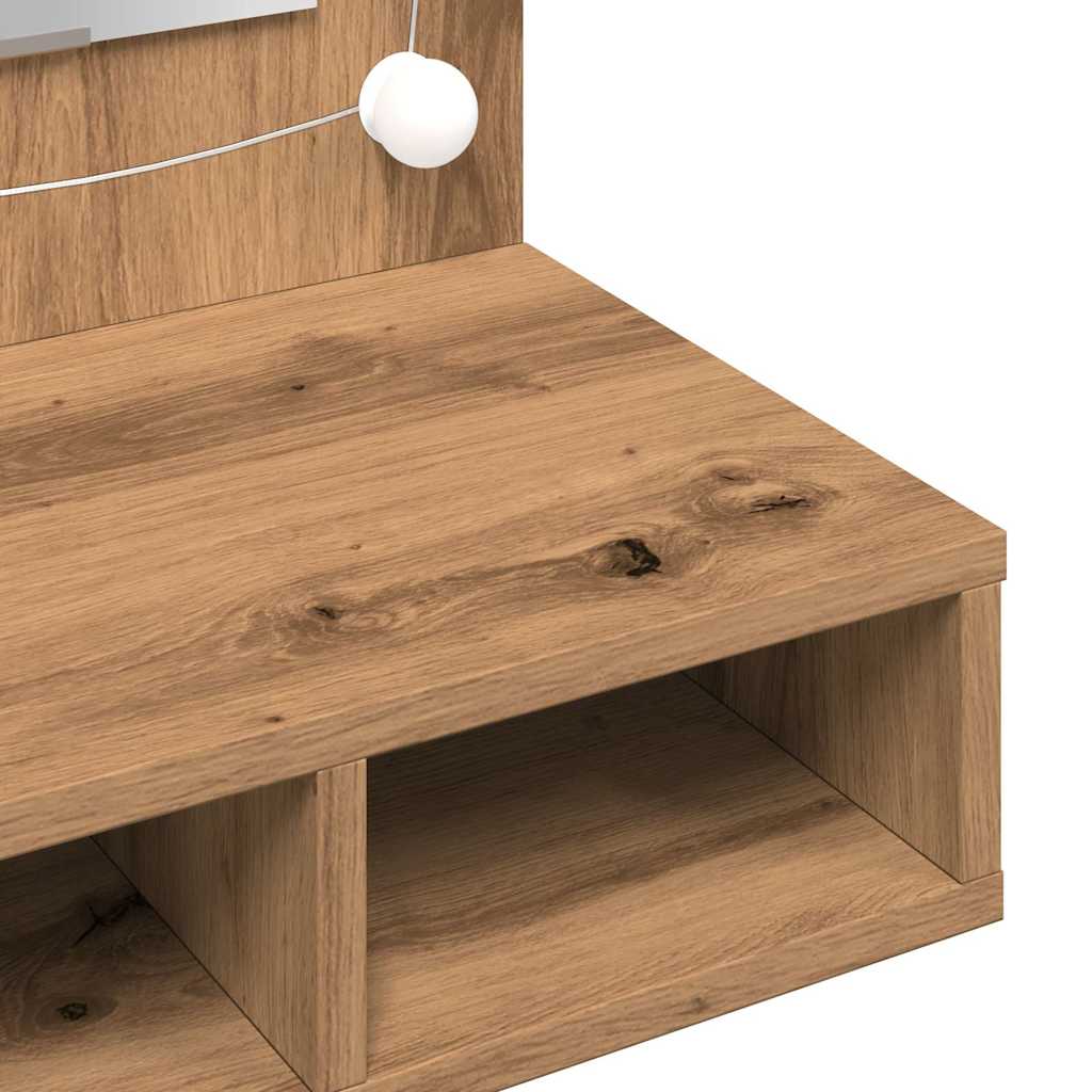 Mirror Cabinet with LED Artisan Oak 90x31,5x62 cm