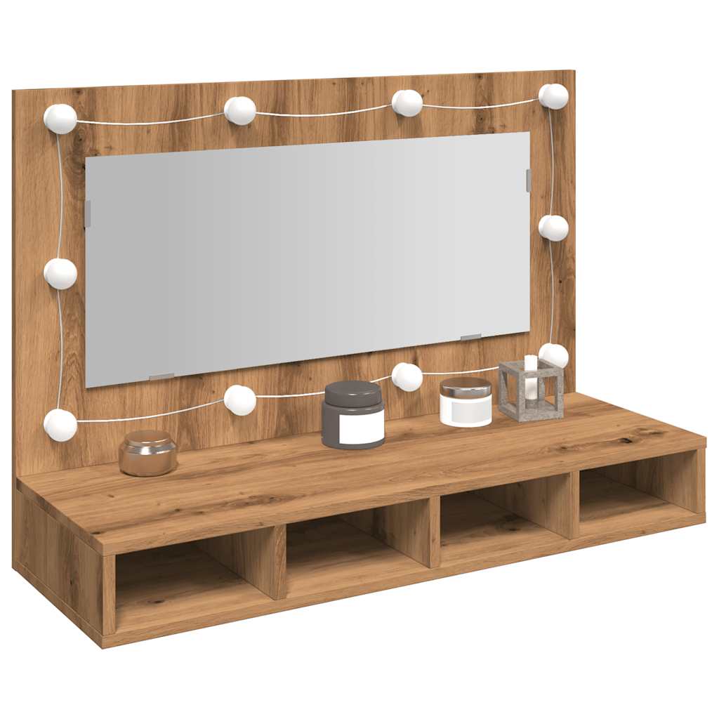 Mirror Cabinet with LED Artisan Oak 90x31,5x62 cm