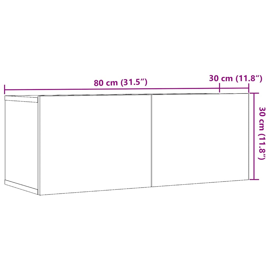 vidaXL TV Cabinets Wall-mounted 2 pcs Old Wood 80x30x30 cm