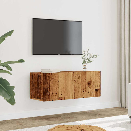 2 Piece Wall-mounted TV Cabinet Set Old Wood 80x30x30 cm