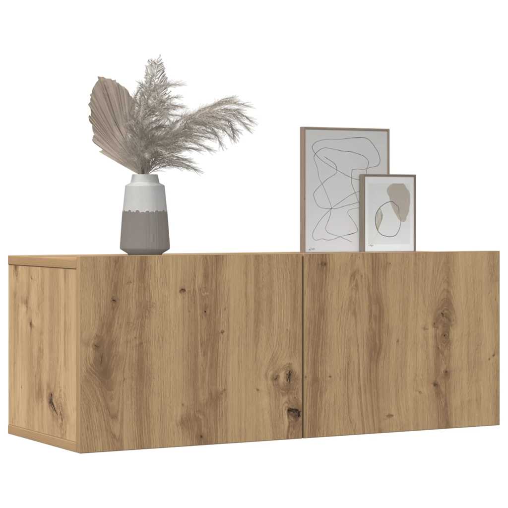 2 Piece Wall-mounted TV Cabinet Set Artisian Oak 80x30x30 cm
