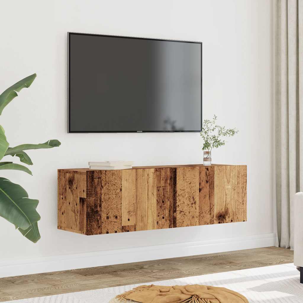 2 Piece Wall-mounted TV Cabinet Set Old Wood 100x30x30 cm