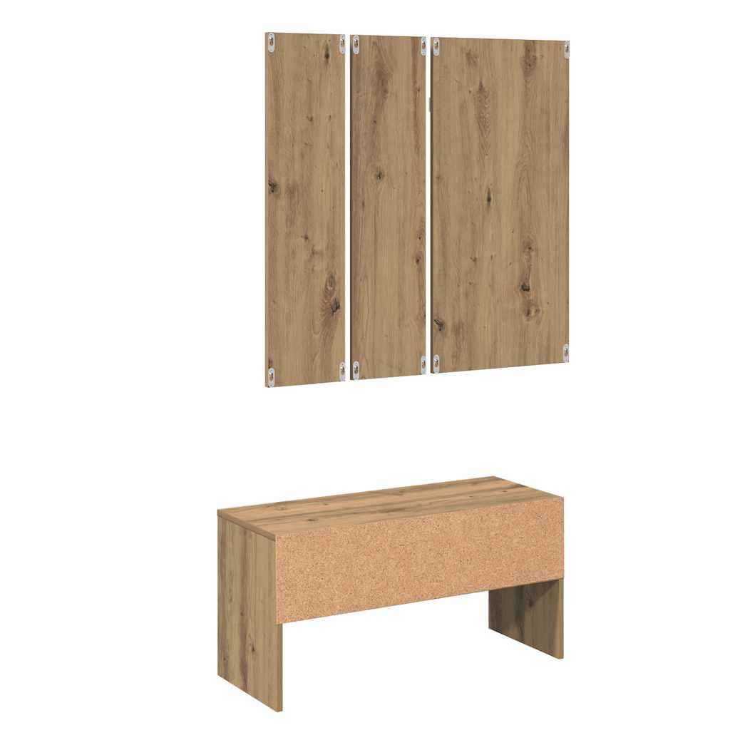 Hallway Furniture Set Artisan Oak Engineered Wood