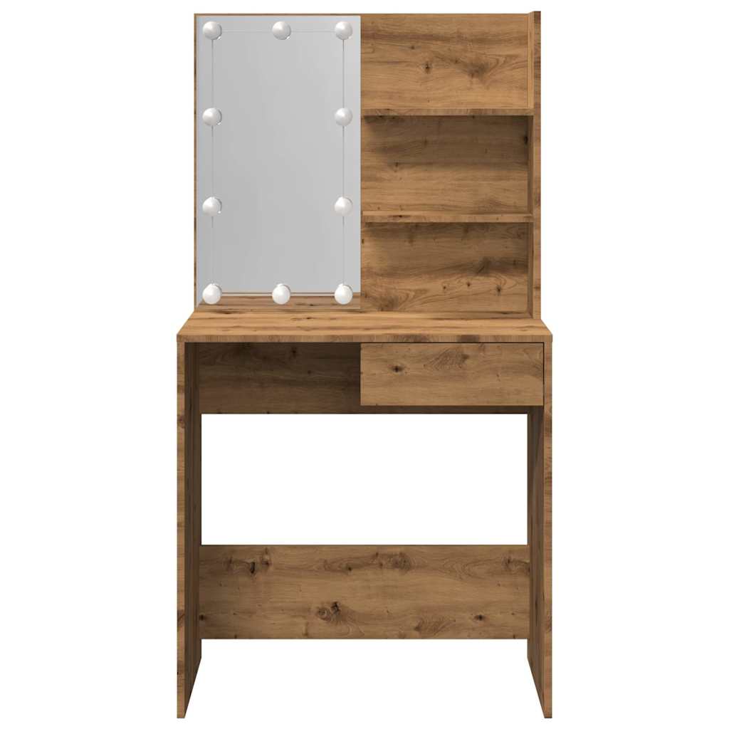 Dressing Table with LED Artisan Oak 74,5x40x141 cm