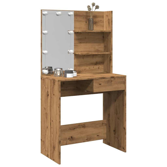 Dressing Table with LED Artisan Oak 74,5x40x141 cm