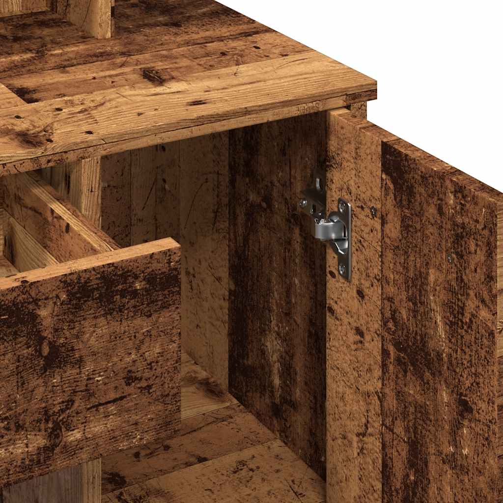 Dressing Table with LED Old Wood 86,5x35x136 cm