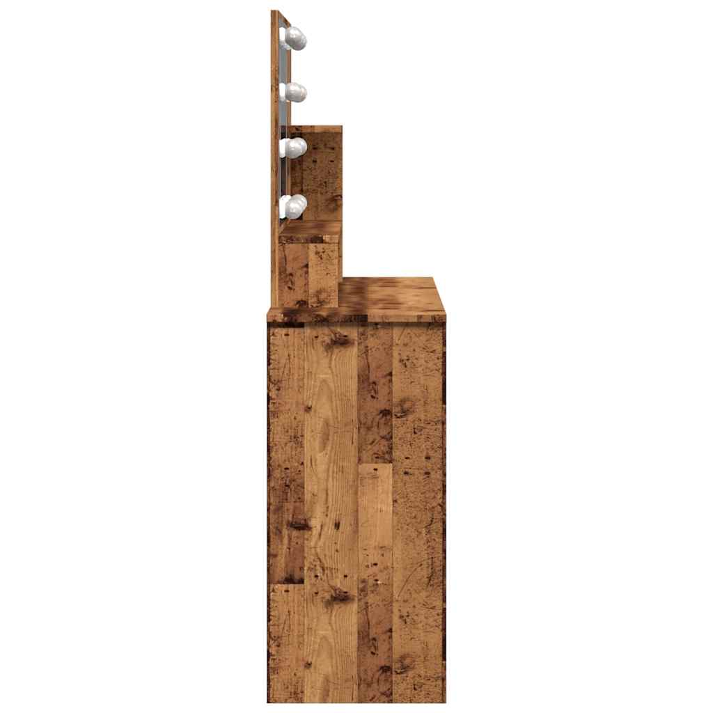 Dressing Table with LED Old Wood 86,5x35x136 cm