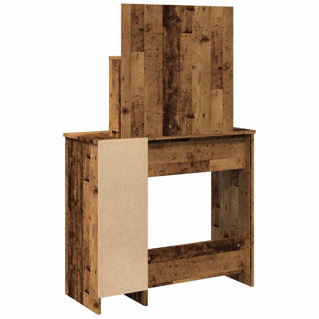 Dressing Table with LED Old Wood 86,5x35x136 cm