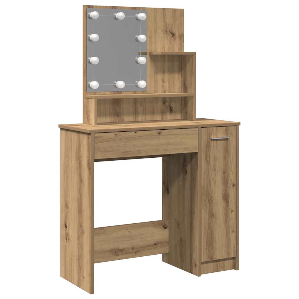 Dressing Table with LED Artisan Oak 86,5x35x136 cm