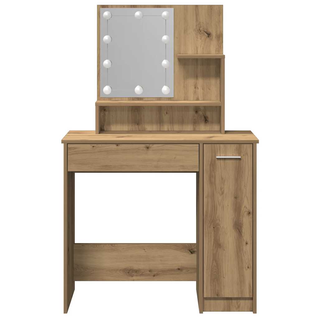Dressing Table with LED Artisan Oak 86,5x35x136 cm