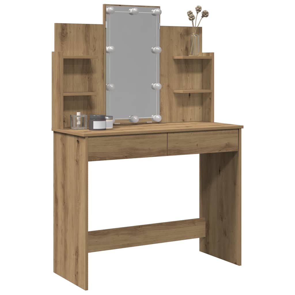Dressing Table with LED Lights Artisan Oak 96x40x142 cm