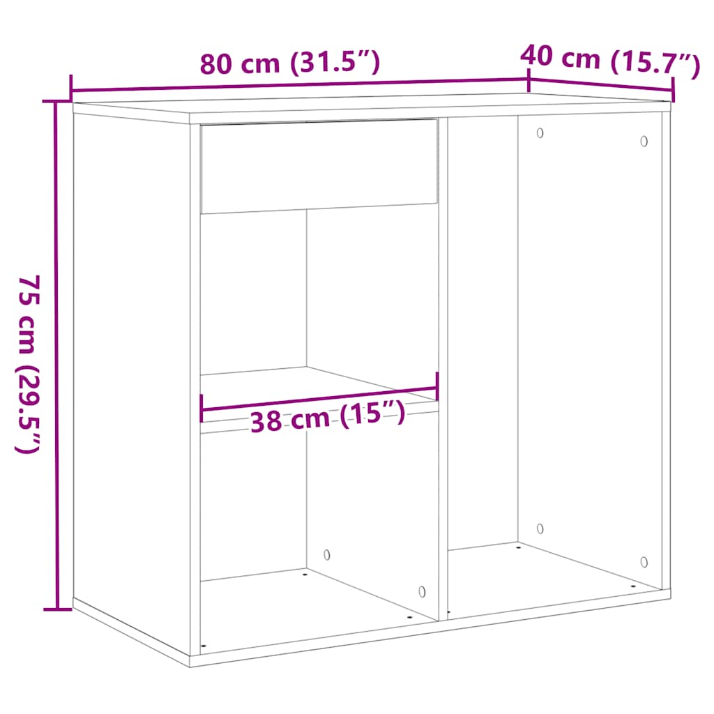 Cosmetic Cabinet Old Wood 80x40x75 cm Engineered Wood