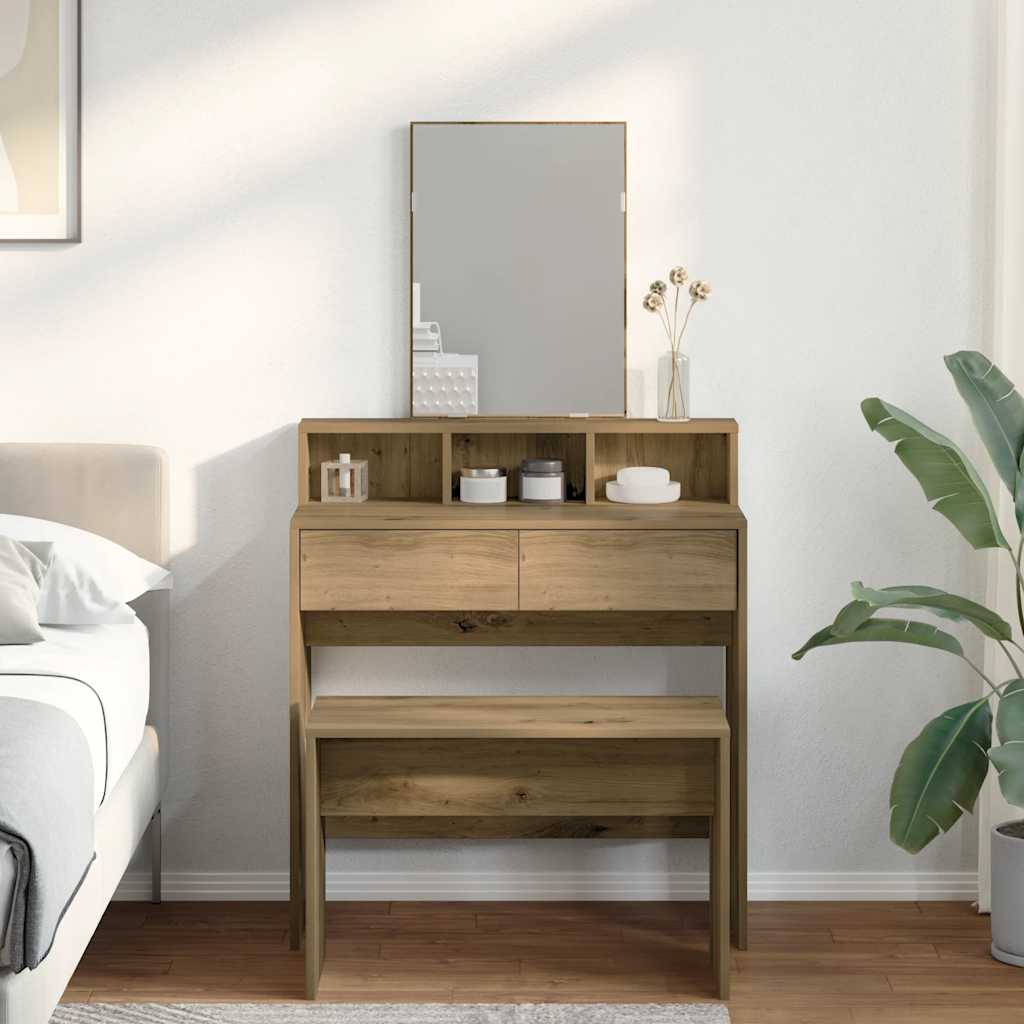 Dressing Stool Artisan Oak 70x35x45 cm Engineered Wood