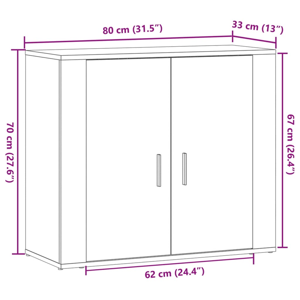 Sideboard Old Wood 80x33x70 cm Engineered Wood