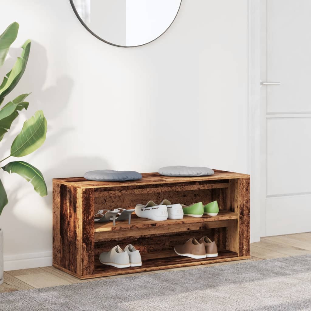 Shoe Bench Old Wood 100x35x45 cm Engineered Wood