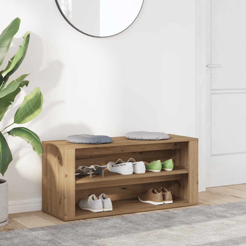 Shoe Bench Artisan Oak 100x35x45 cm Engineered Wood