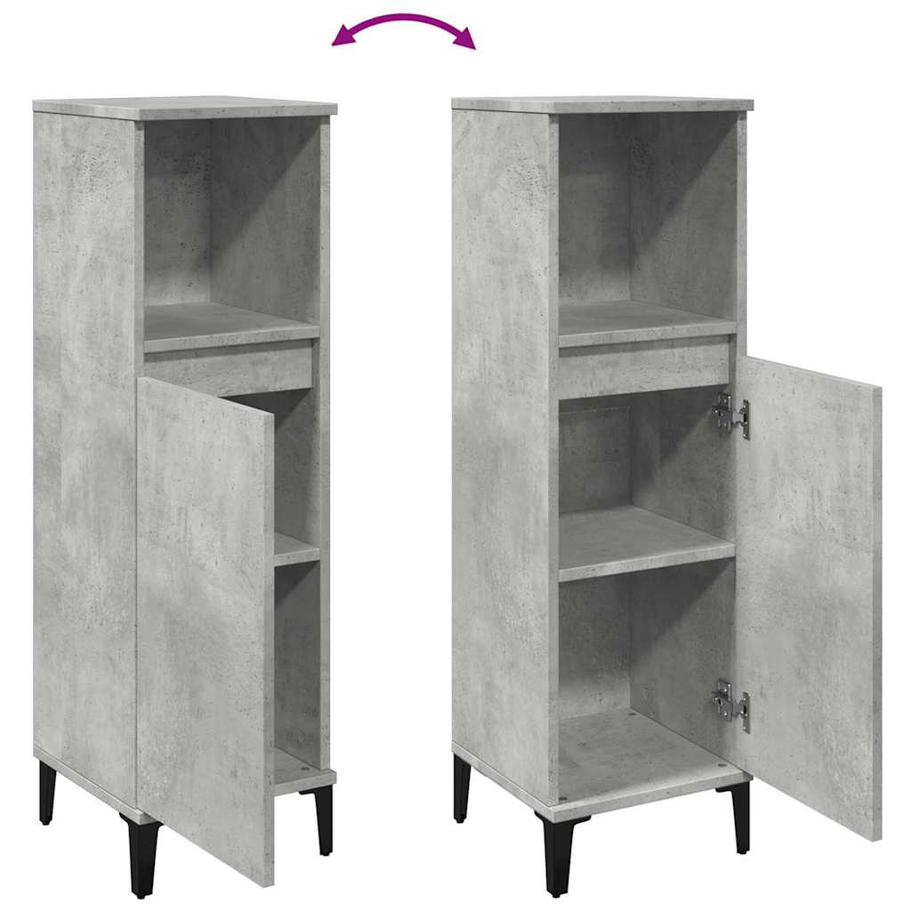 vidaXL Bathroom Cabinet Concrete Grey 30x30x100 cm Engineered Wood