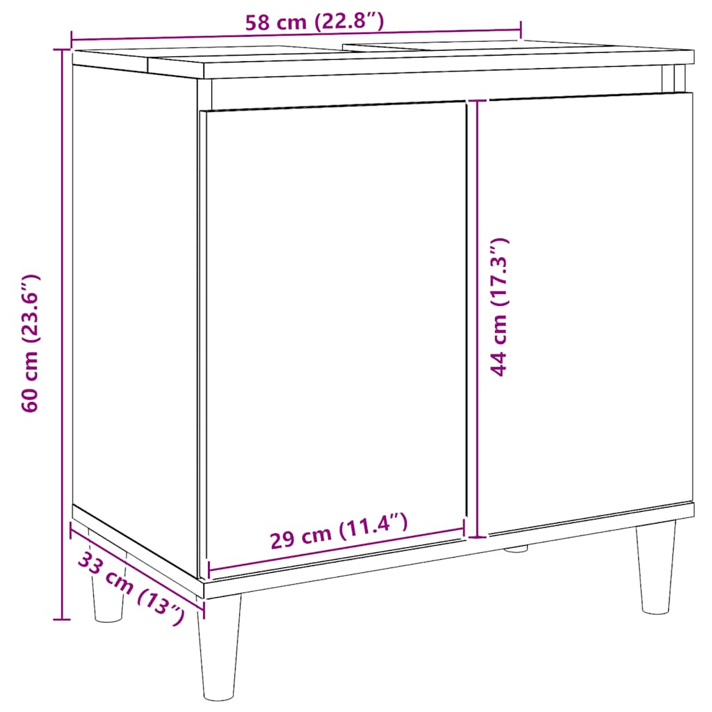 Sink Cabinet Artisan Oak 58x33x60 cm Engineered Wood