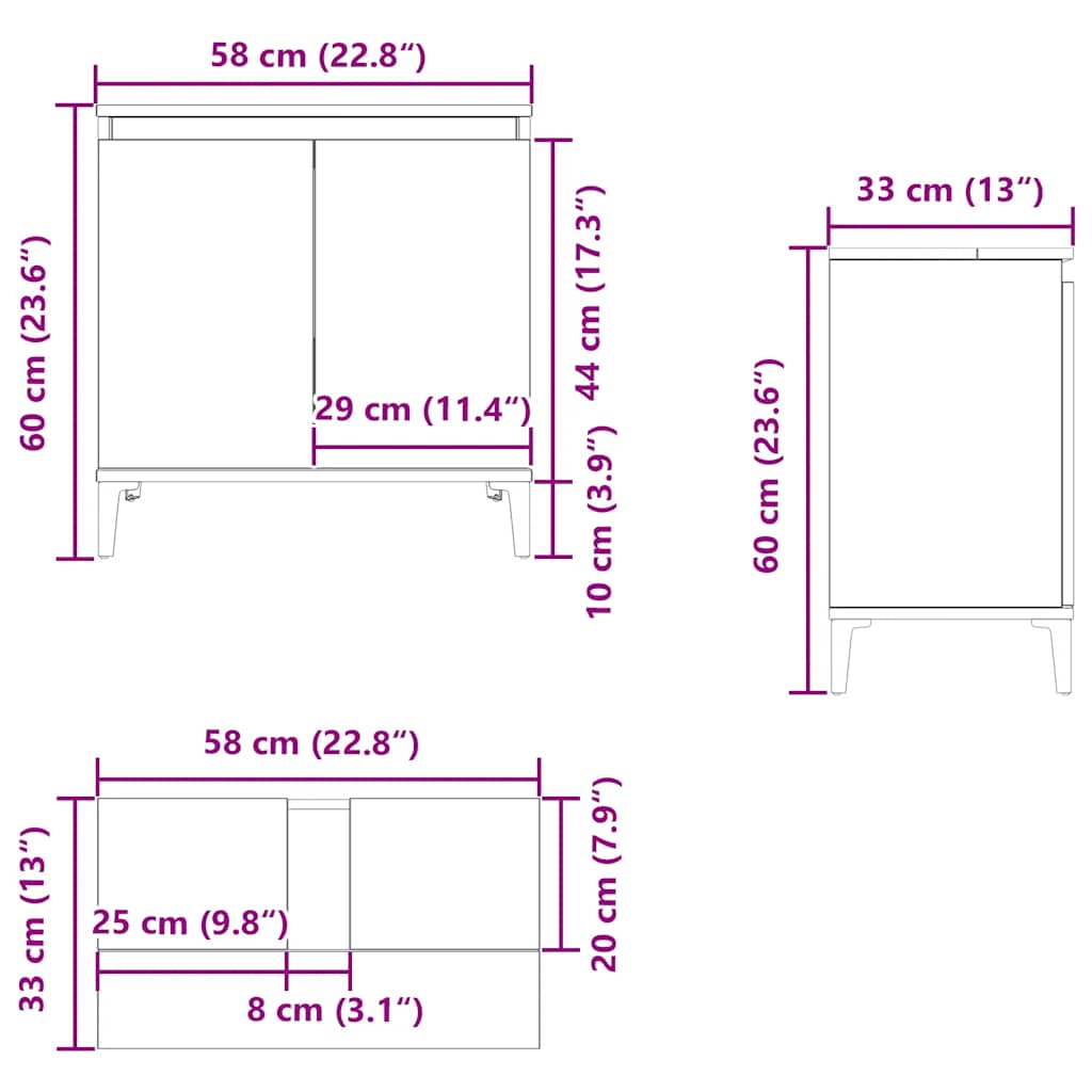 Sink Cabinet Old Wood 58x33x60 cm Engineered Wood