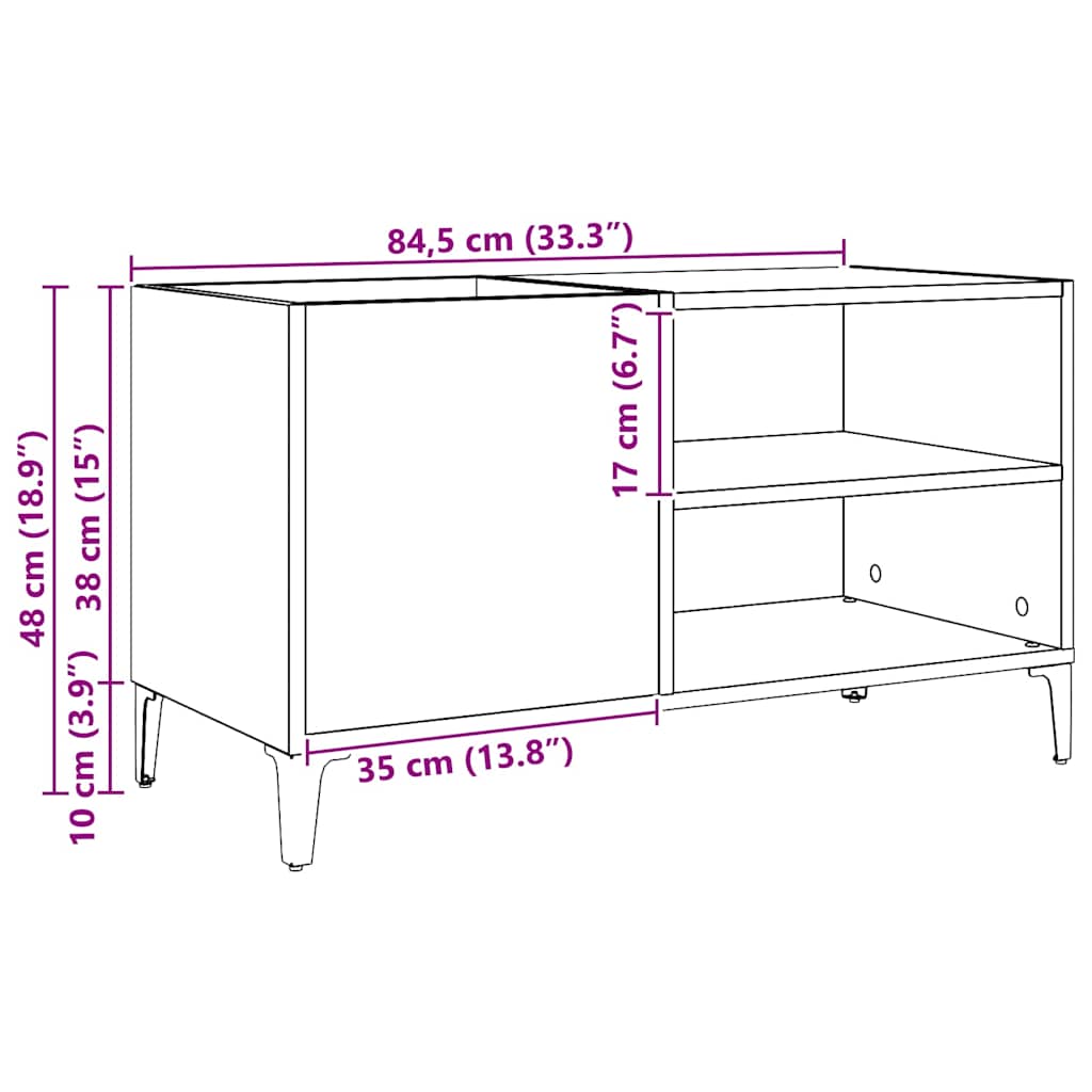 Record Cabinet Artisan Oak 84,5x38x48 cm Engineered Wood