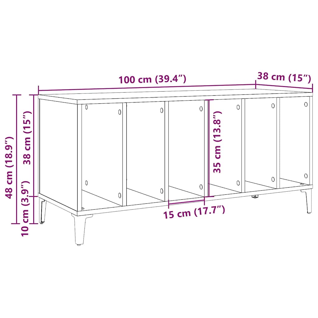Record Cabinet Old Wood 100x38x48 cm Engineered Wood