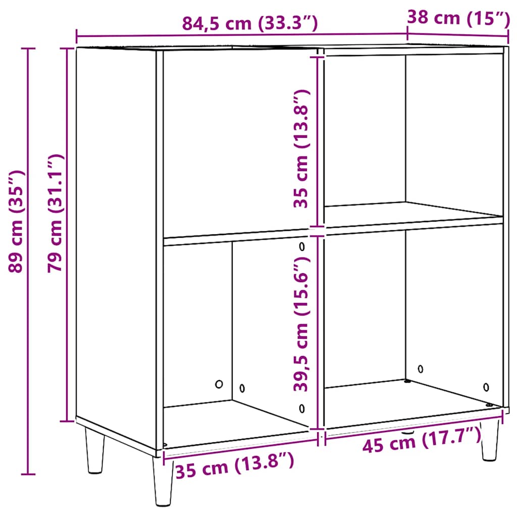 Record Cabinet Artisan Oak 84,5x38x89 cm Engineered Wood