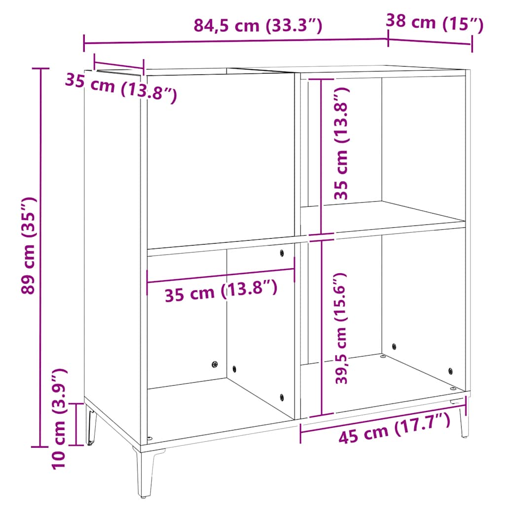 Record Cabinet Old Wood 84.5x38x89 cm Engineered Wood
