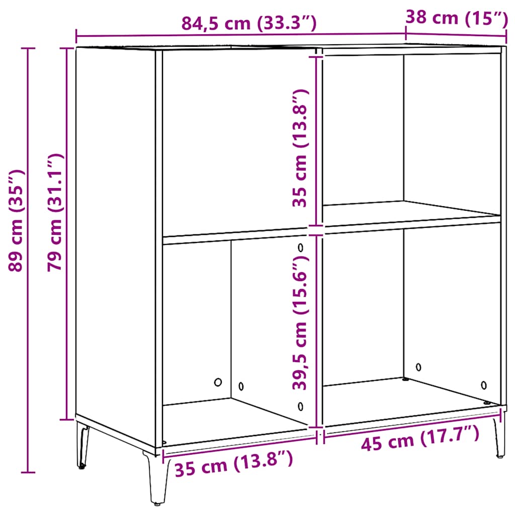 Record Cabinet Artisan Oak 84,5x38x89 cm Engineered Wood