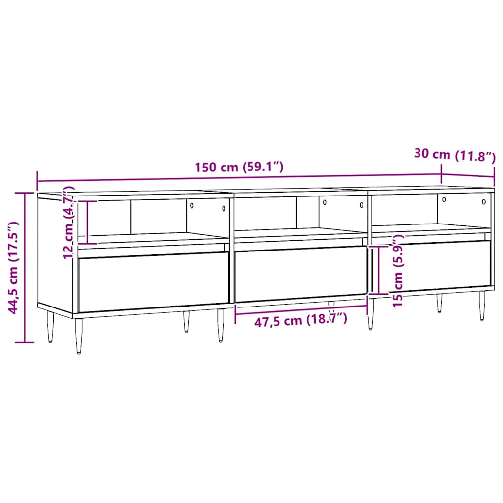 TV Cabinet Artisan Oak 150x30x44,5 cm Engineered Wood