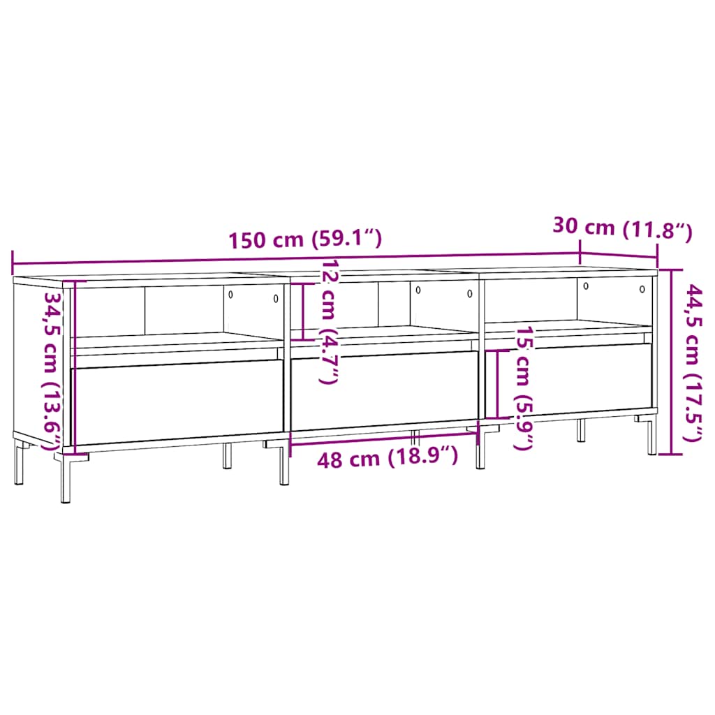 TV Cabinet Old Wood 150x30x44,5 cm Engineered Wood