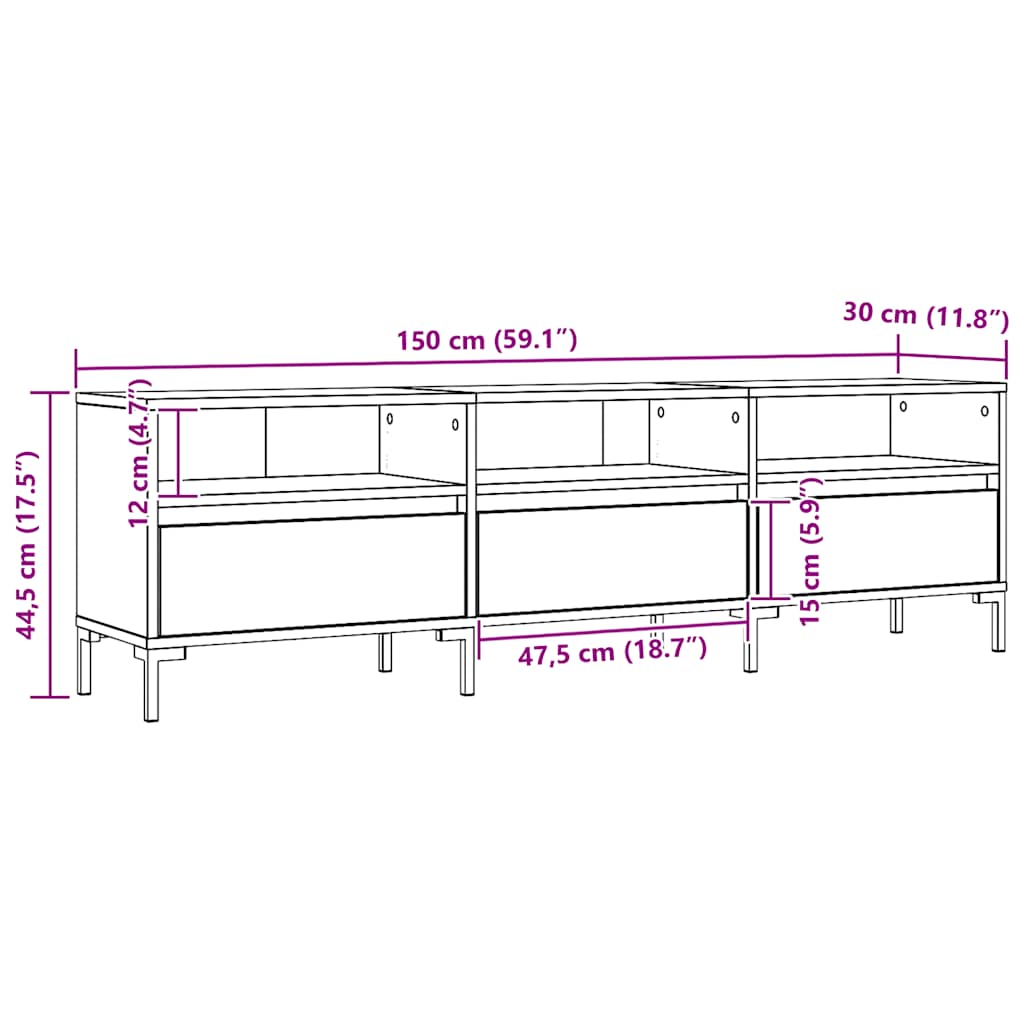 TV Cabinet Artisan Oak 150x30x44,5 cm Engineered Wood
