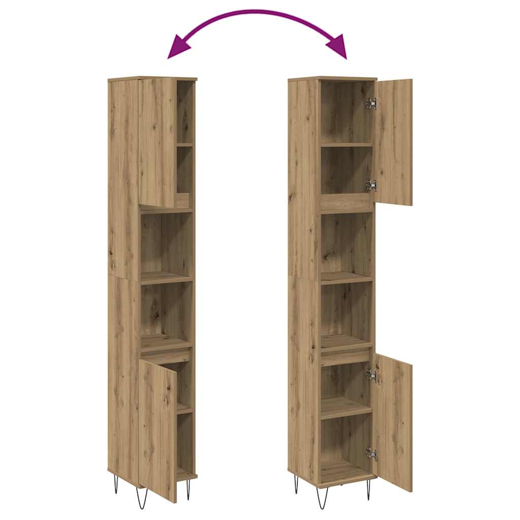 Bathroom Cabinet Artisan Oak 30x30x190 cm Engineered Wood