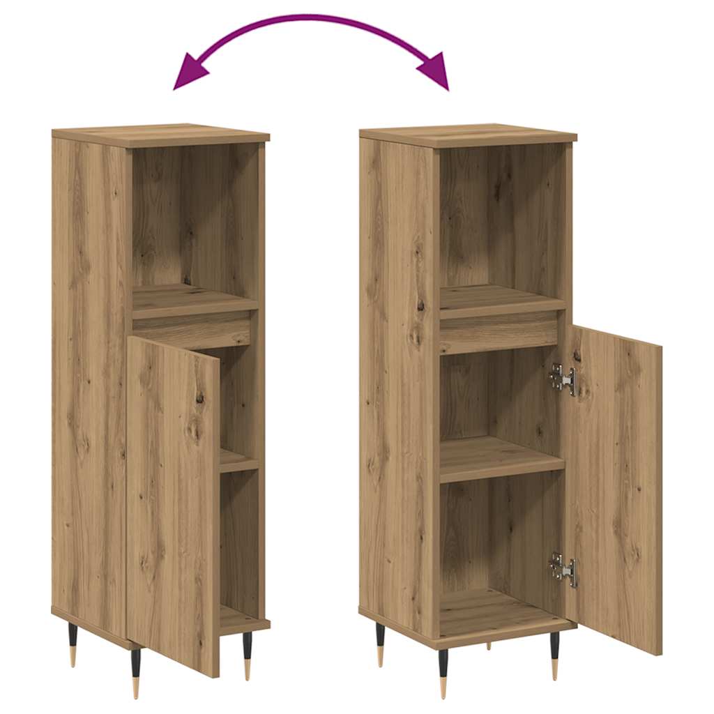 Bathroom Cabinet Artisan Oak 30x30x100 cm Engineered Wood